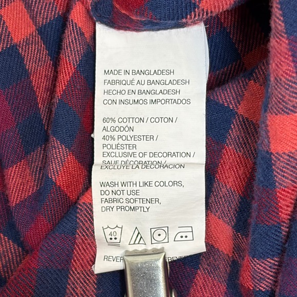 IZOD Men Shirt 2XLT Red Pink Blue Plaid Big & Tall Button Up Long Sleeve Preppy - Picture 6 of 6